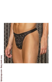 Leather thong with studs
