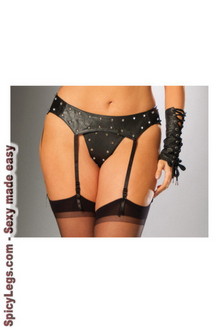 Leather garter belt with stud detail