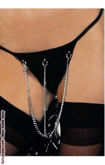 Leather G-string with chains