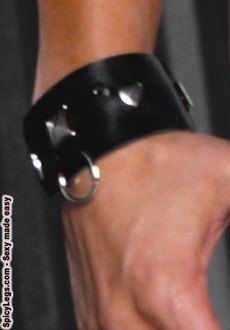 Leather wrist cuffs with square nail heads & O rings