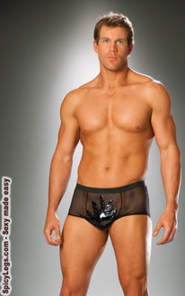 Fishnet shorts with vinyl hand print