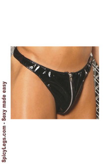 Zip up vinyl thong