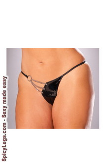 Vinyl g-string with chain detail