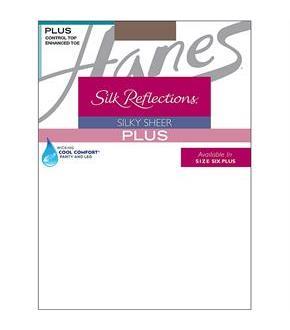 Hanes Silk Reflections Plus Sheer Control Top Enhanced Toe Pantyhose