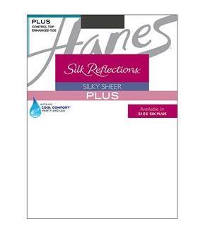Hanes Silk Reflections Plus Sheer Control Top Enhanced Toe Pantyhose