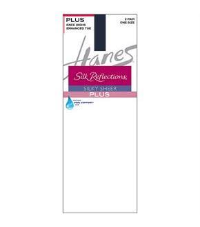 Hanes Silk Reflections Plus Knee Highs Enhanced Toe