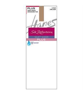 Hanes Silk Reflections Plus Knee Highs Enhanced Toe