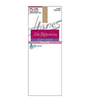 Hanes Silk Reflections Plus Knee Highs Enhanced Toe