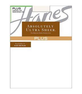 Hanes Plus Absolutely Ultra Sheer Control Top, Reinforced Toe Pantyhose
