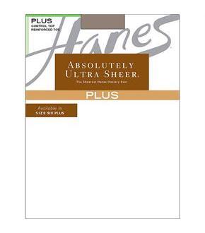 Hanes Plus Absolutely Ultra Sheer Control Top, Reinforced Toe Pantyhose