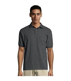 Hanes Men's Cotton-Blend EcoSmart Jersey Polo with Pocket