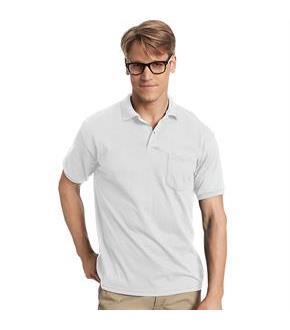Hanes Men's Cotton-Blend EcoSmart Jersey Polo with Pocket
