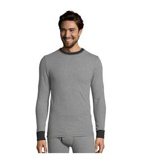 Hanes Men's 2-color Fusion Knit Thermal Crewneck