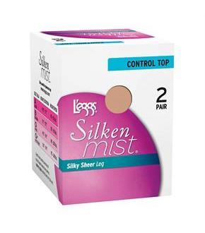 L'eggs Silken Mist Control Top Panty Hose Sheer Toe 2 Pair Pack