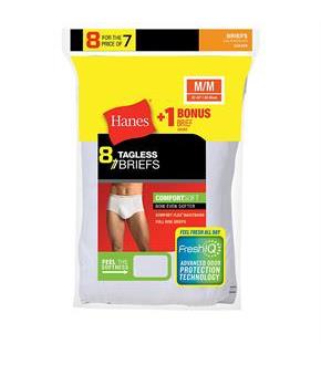 Hanes Men's No Ride Up Brief 8-Pack (Includes 1 Free Bonus Brief)