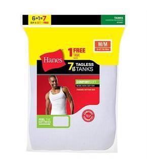 Hanes Men's TAGLESS ComfortSoft A-Shirt 7-Pack (Includes 1 Free Bonus A-Shirt)