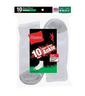 Hanes Boys' Ankle EZ Sort Socks 10-Pack