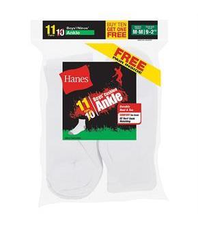 Hanes EZ-Sort Boys' Ankle Socks 11-Pack (Includes 1 Free Bonus Pair)