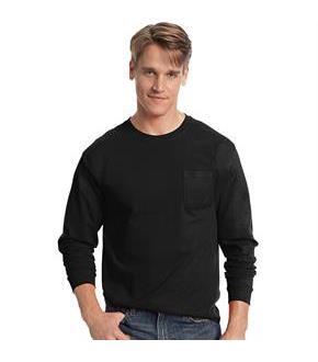 Hanes Men's TAGLESS Long-Sleeve T-Shirt with Pocket