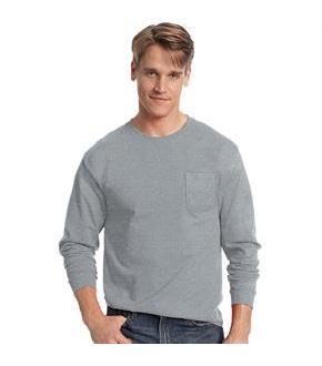 Hanes Men's TAGLESS Long-Sleeve T-Shirt with Pocket