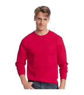 Hanes Men's TAGLESS Long-Sleeve T-Shirt with Pocket