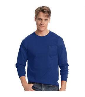 Hanes Men's TAGLESS Long-Sleeve T-Shirt with Pocket