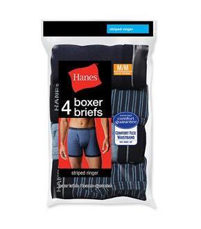 Hanes Men's Ringer Boxer Brief with Comfort Flex Waistband 4-Pack