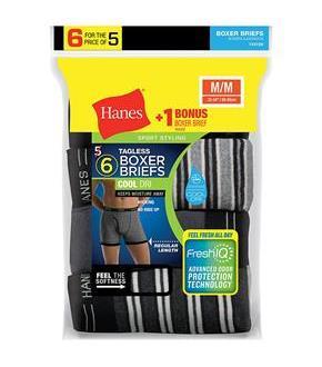 Hanes Men's FreshIQ ComfortSoft Boxer Briefs 6-Pack (5 + 1 Free Bonus Pack)