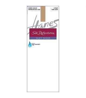 Hanes Silk Reflections Silky Sheer Knee Highs with Reinforced Toe 2-Pack