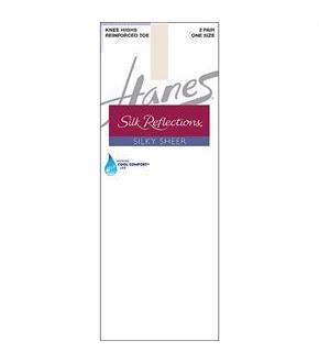 Hanes Silk Reflections Silky Sheer Knee Highs with Reinforced Toe 2-Pack