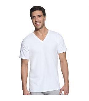 Hanes Classic Mens White V-Neck T-Shirt P6
