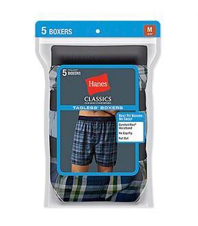 Hanes Classic Mens Yarn Dyed Exposed Waistband Boxer P5
