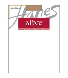 Hanes Alive Full Support Control Top Reinforced Toe Pantyhose