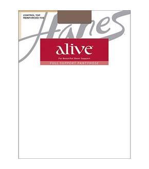 Hanes Alive Full Support Control Top Reinforced Toe Pantyhose
