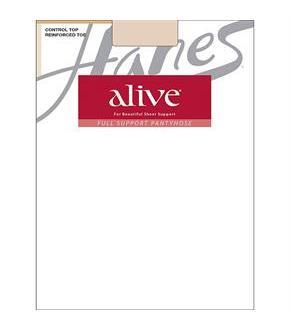 Hanes Alive Full Support Control Top Reinforced Toe Pantyhose