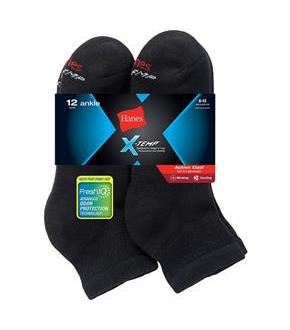 Hanes Men's FreshIQ X-Temp Active Cool Ankle Socks 12-Pack