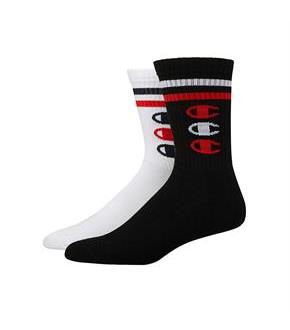 Champion Men's Performance Crew Socks, Vertical C Logo, 2-Pack