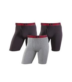Champion Men's Cotton Performance Long Leg Boxer Brief 3-Pack