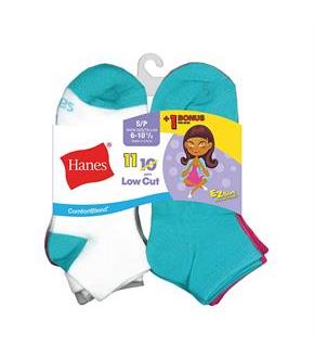 Hanes ComfortBlend EZ-Sort Girls' Low Cut Socks 11-Pack (Includes 1 Free Bonus Pair)