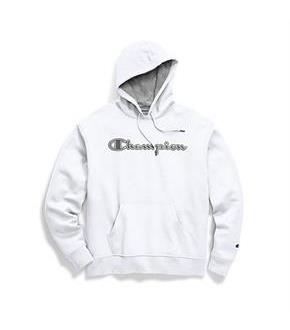 Champion Men's Powerblend Fleece Pullover Hoodie, Chainstitch Outline Logo