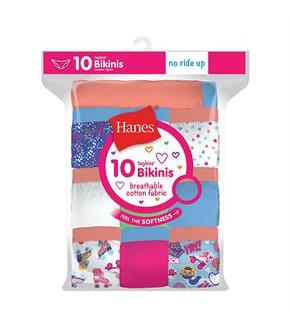 Hanes Girls' Cotton Bikinis 10-Pack