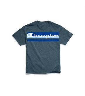 Champion Men's Classic Jersey Tee, Logo with Stripes