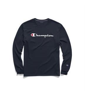 Champion Men's Classic Jersey Long-Sleeve Tee, Script Logo