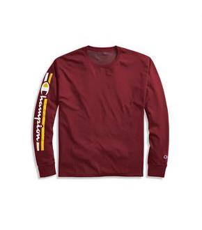 Champion Men's Classic Jersey Long-Sleeve Tee, Vertical Logo