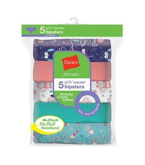 Hanes Ultimate Girls' Cotton Stretch Hipsters 5-Pack