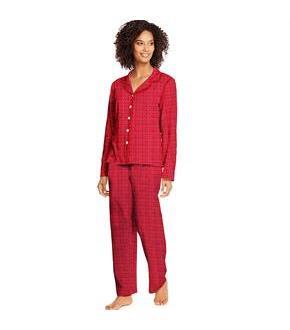 Hanes Women's Knit Notched Collar Top and Pants Sleep Set