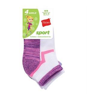 Hanes Girls' Sport Ankle 4-Pack