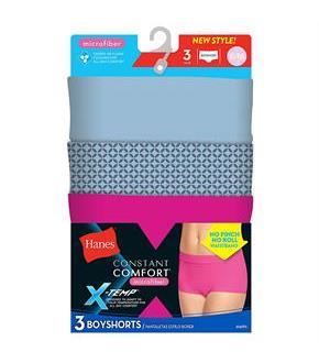Hanes X-Temp Constant Comfort Women's Microfiber Boyshort Panties 3-Pack