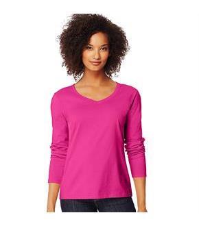 Hanes Women's Long-Sleeve V-Neck T-Shirt