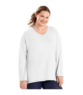 Just My Size Long-Sleeve V-Neck 100% Cotton Women's Tee